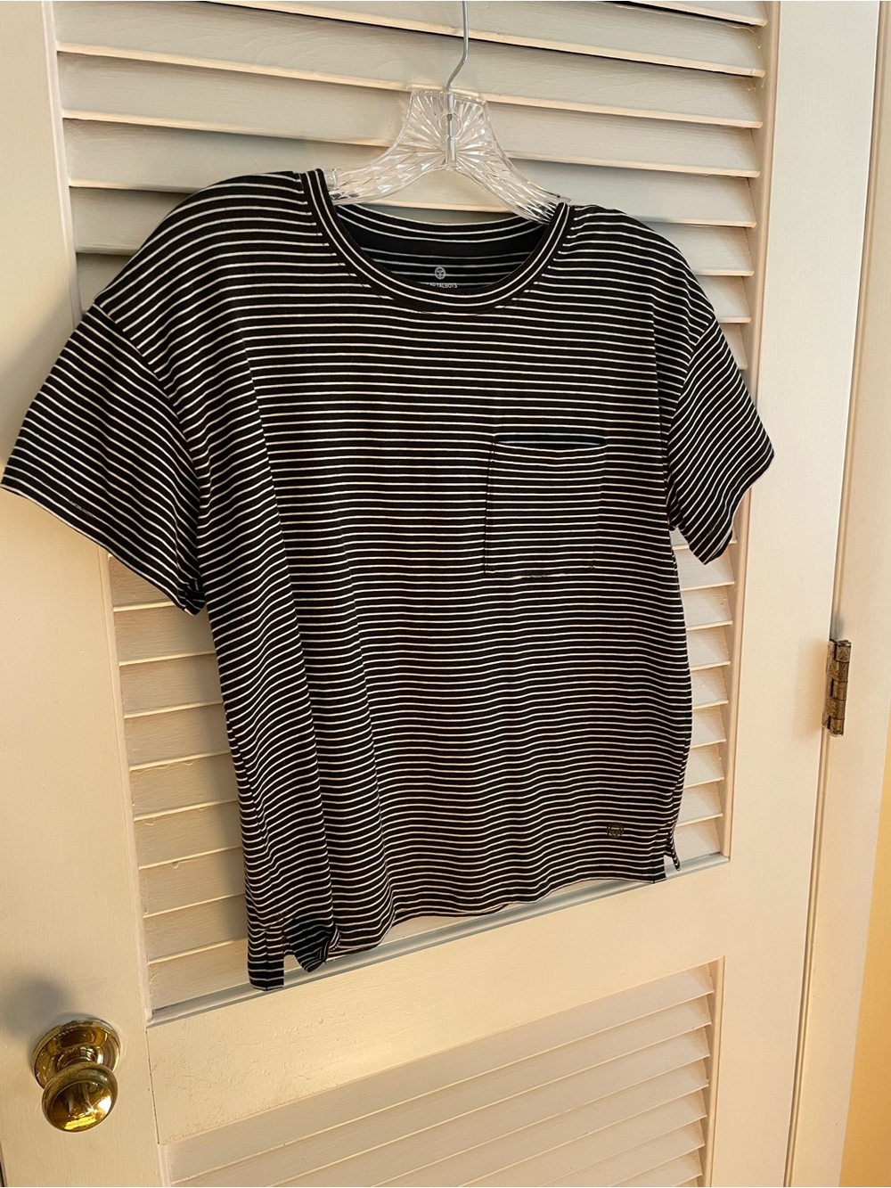 Talbots Black and White Striped Short Sleeve Tee